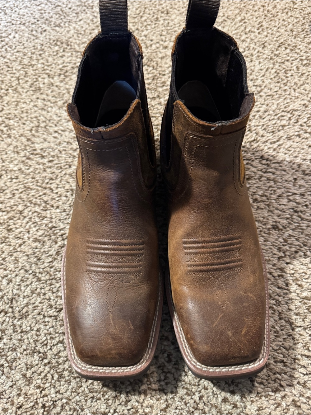 Ariat Brown Leather Hybrid, Low Boy Wide Square Toe Chelsea Boot - Picture 9 of 15